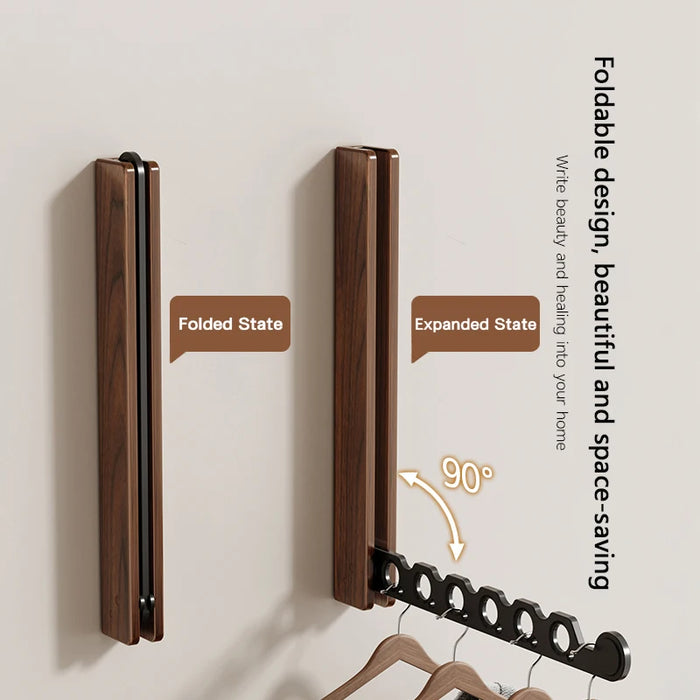 Wood Wall-Mounted Clothes Hanger — Foldable, Space-Saving Drying Rack