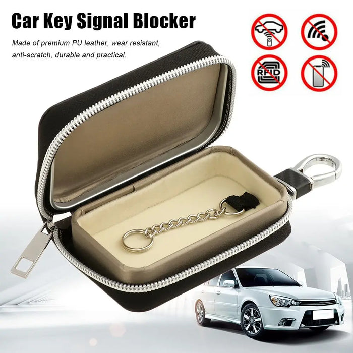 Portable RFID-Blocking Key Pouch — Zipped Faraday Case for Car Keys