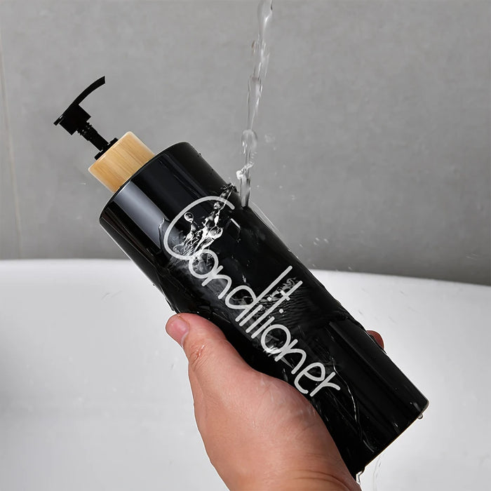 3-Pack Refillable Hand Pump Soap Dispensers – 500ml, Bamboo & Plastic