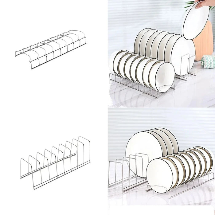 Stainless Steel Dish Draining Rack – Space‑saving Plate & Bowl Holder (Free‑standing)