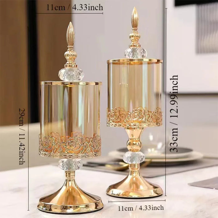 Light Luxury Crystal Glass Storage Jar with Lid — European & American Style
