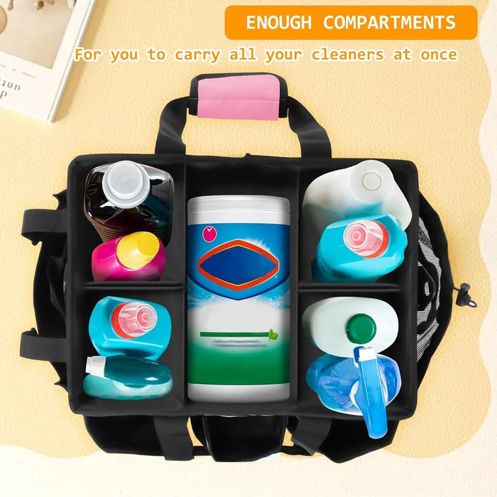 Large Cleaning Caddy Tote with Support Board & Multi-compartment Organiser