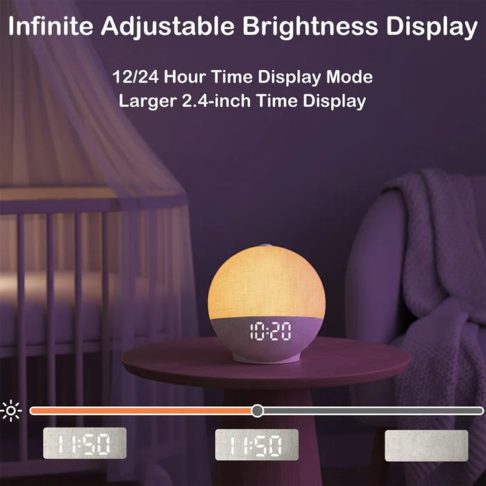Wake-up Light Sunrise Alarm Clock — White Noise, Bluetooth Speaker & Colour-Changing Night Light (White)