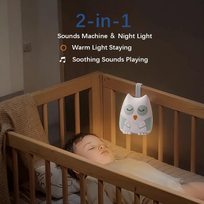Portable Owl White Noise Machine – 30 Natural Sounds, Rechargeable Baby Sleep Aid