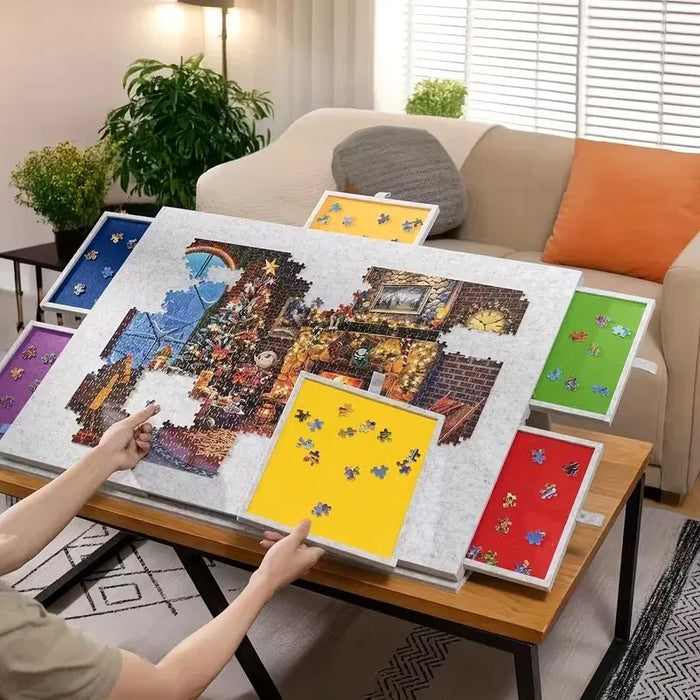 Large Felt Puzzle Table with 6 Drawers — Fits 1000-piece Puzzles