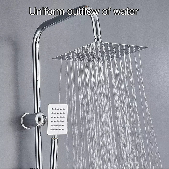 Square Stainless Steel Shower Head Set with 8-inch Rainfall & Mixer