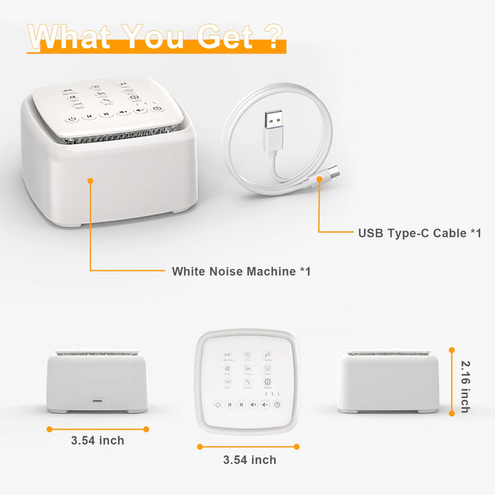 White Noise Machine — 30 Soothing Sounds, Warm Light, 30‑Hour Battery