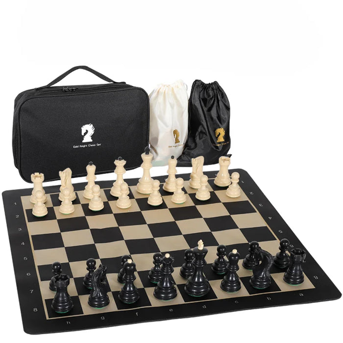 20-inch Portable Folding Chess Set with Weighted Pieces — Tournament Grade