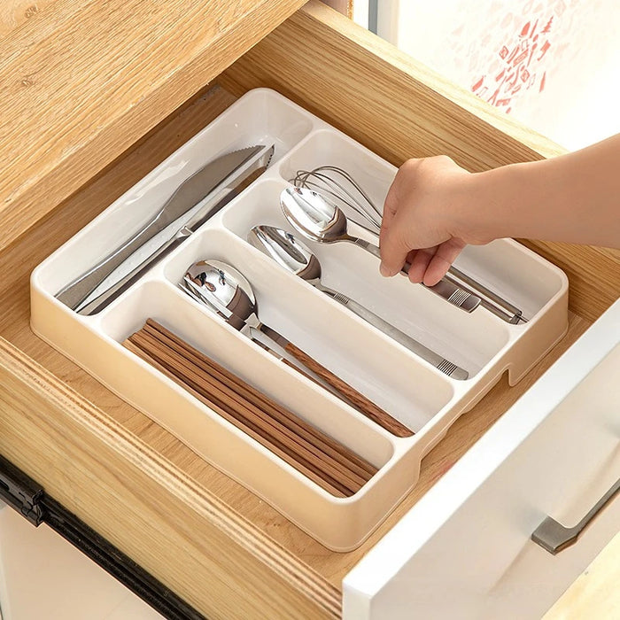Adjustable Kitchen Drawer Organiser Tray — Moveable Dividers for Cutlery & Utensils