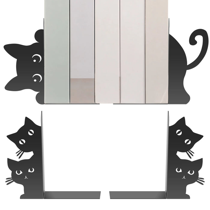 Cat-Shaped Iron Bookends — Decorative Book Stopper for Home & Office (Styles A–D)