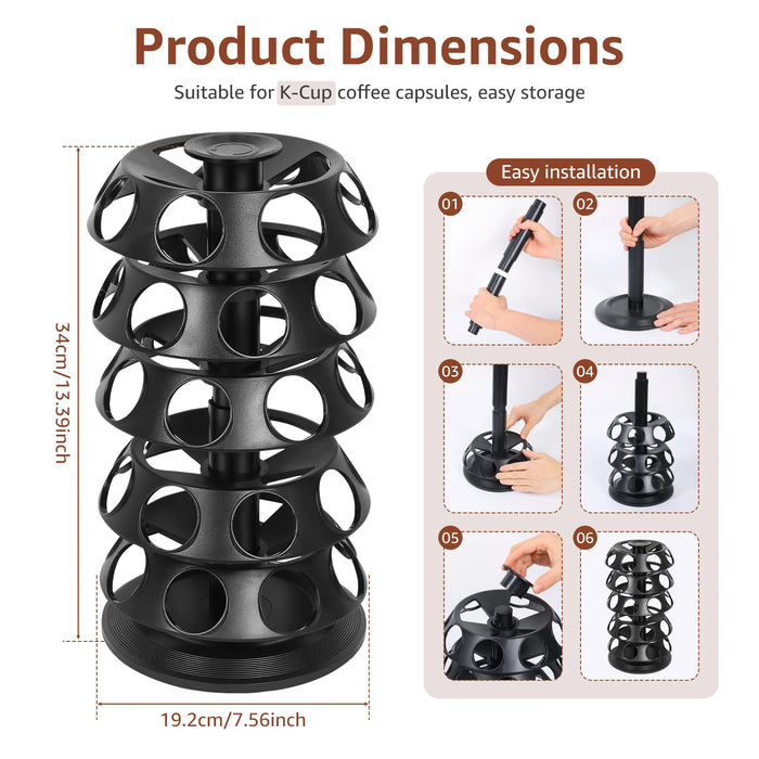 40-Capsule Rotating Coffee Pod Organiser – 360° Turntable, Space-Saving