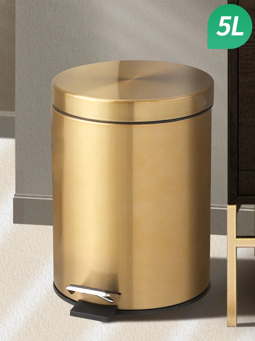 Modern 5L Stainless Steel Foot Pedal Bin — Champagne Gold