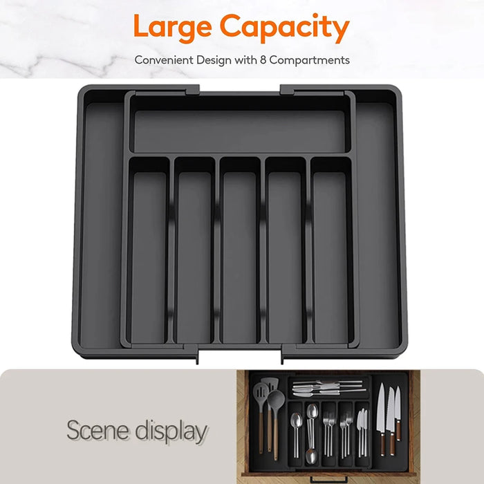 Expandable Cutlery Tray – Adjustable Drawer Utensil Organiser (PP)