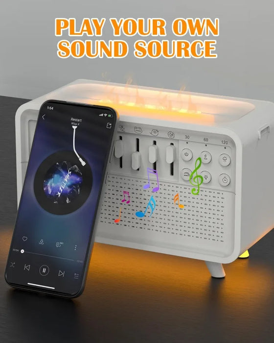 Bluetooth White Noise Machine with Aroma Diffuser, Humidifier & Night Light — 8 Sounds, 3‑Level Dimming