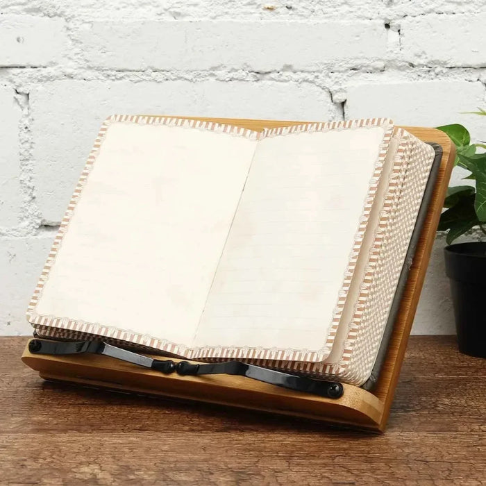 Bamboo Adjustable Book Stand – Portable Folding Book & Cookbook Holder 28×20cm