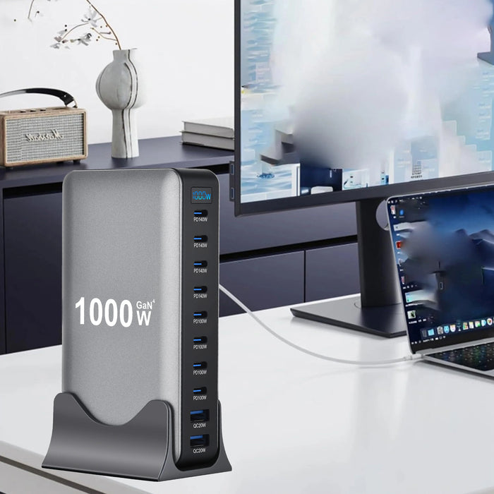 1000W GaN 10‑Port PD3.1 Fast Charging Station — Up to 140W USB‑C (for iPhone, Samsung, Xiaomi, Huawei)