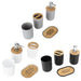 4-piece Bamboo-Accent Bathroom Set — Dispenser, Toothbrush Holder, Tumbler & Soap Dish
