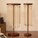 Wooden Jewellery Organiser Tower — 12 or 18 Golden Hooks, Round Base