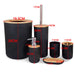 6-Piece Bamboo & Plastic Bathroom Set — Bin, Toilet Brush, Lotion Pump, Soap Box, Toothbrush Cup & Mouth Cup