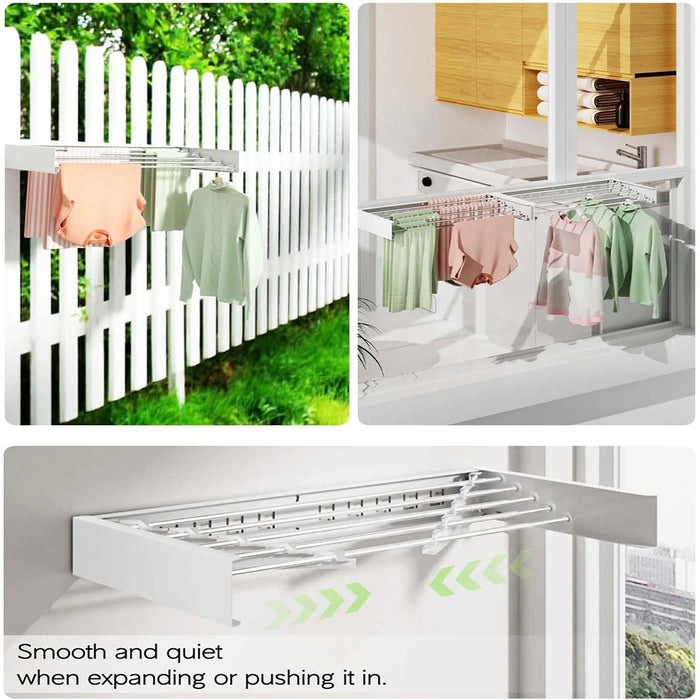 Wall-mounted Foldaway Drying Rack — 80cm (5 rods) or 100cm (6 rods)