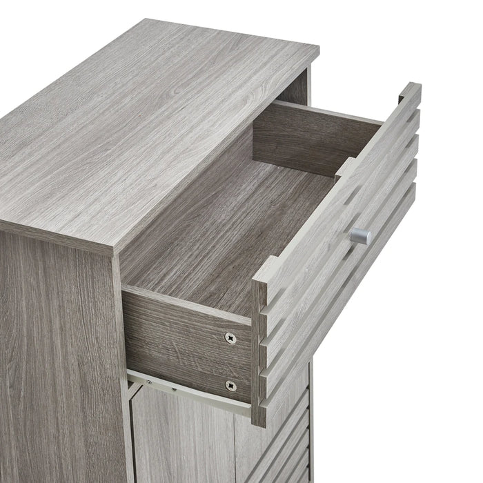 Modern Wooden Freestanding Bathroom Cabinet - Grey Oak, 60 x 30 x 85cm