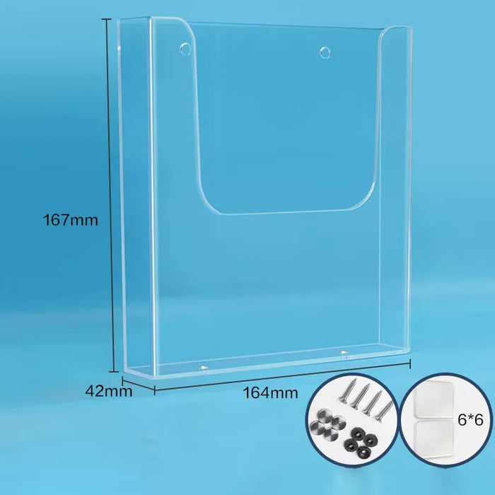 Clear Acrylic Wall-Mount Brochure Holder — Fits A4 & A5