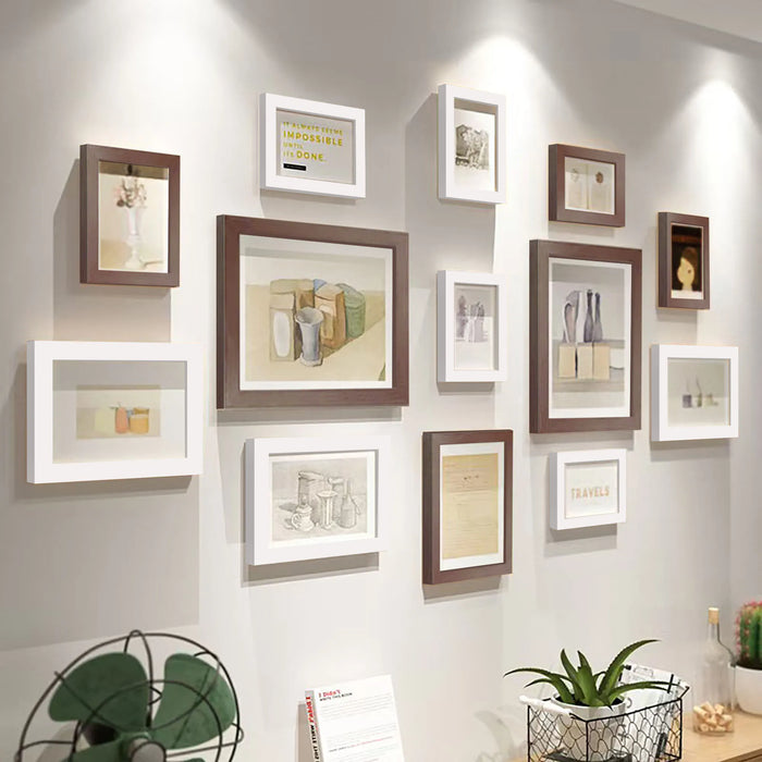 13-piece Wooden Picture Frame Set for Wall — Mixed Sizes for Photos