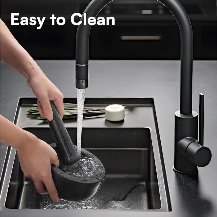 Premium Solid Granite Mortar & Pestle 16cm — Non‑Slip Stone Grinder