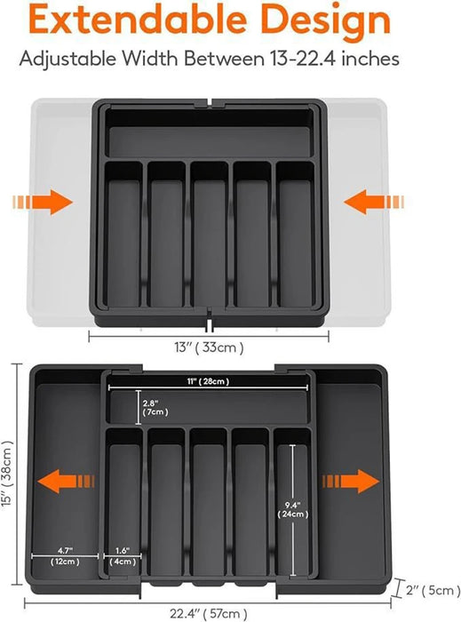 Expandable Cutlery Tray – Adjustable Drawer Utensil Organiser (PP)