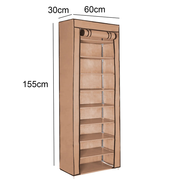 Adjustable 9-Compartment Shoe Cabinet 60 x 30 x 155cm – Dust-proof Multi-layer