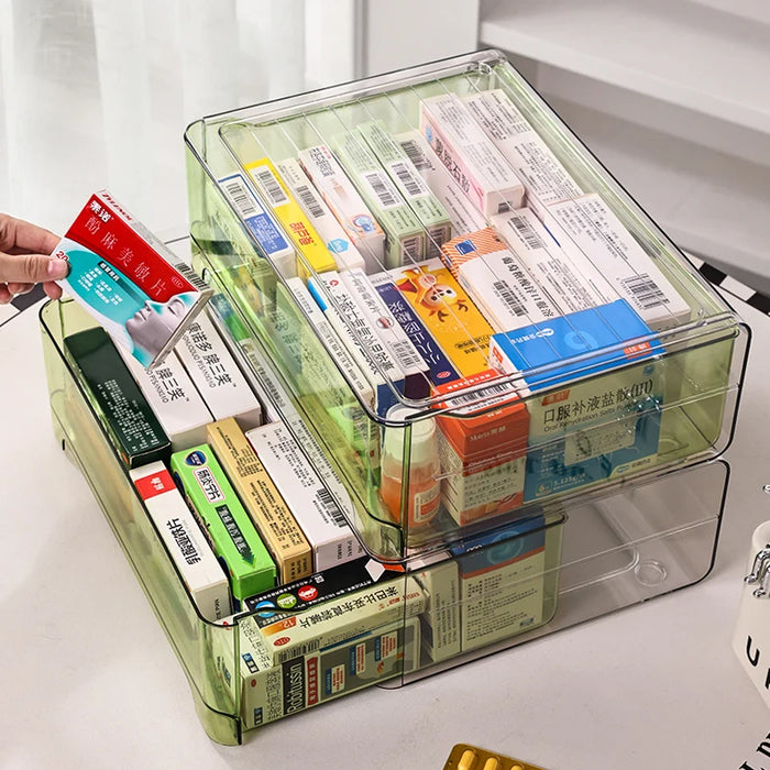 Acrylic Drawer Medicine Box – Stackable, Large Capacity, Durable Design