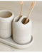 5-Piece Bathroom Accessory Set — Lotion Dispenser, Toothbrush Holder, Tumbler, Soap Dish & Tray (Beige or Grey)