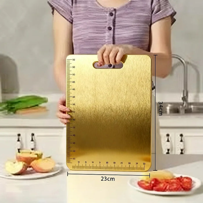 3pc Stainless Steel Gold Cutting Boards — Dishwasher-Safe with Non-Slip Design & Juice Groove