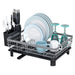 Countertop Dish Drainer with Drainboard & Utensil Organiser — Wrought Iron, Single-Layer (White/Black)