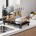 2-Tier Dish Drainer Rack with Utensil Holder – Space-Saving Metal Drying Rack