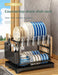Stainless Steel 2-Tier Dish Rack — Fast-Drying & Stain-Free, Heavy-Duty Carbon Steel Frame