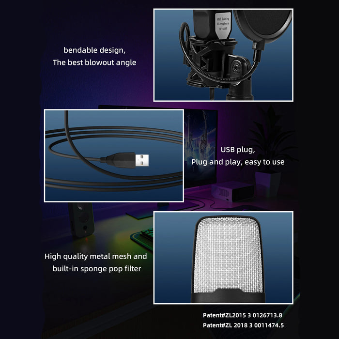 USB Condenser Microphone Kit for PC & Laptop — Desktop Streaming, Podcasting and Gaming