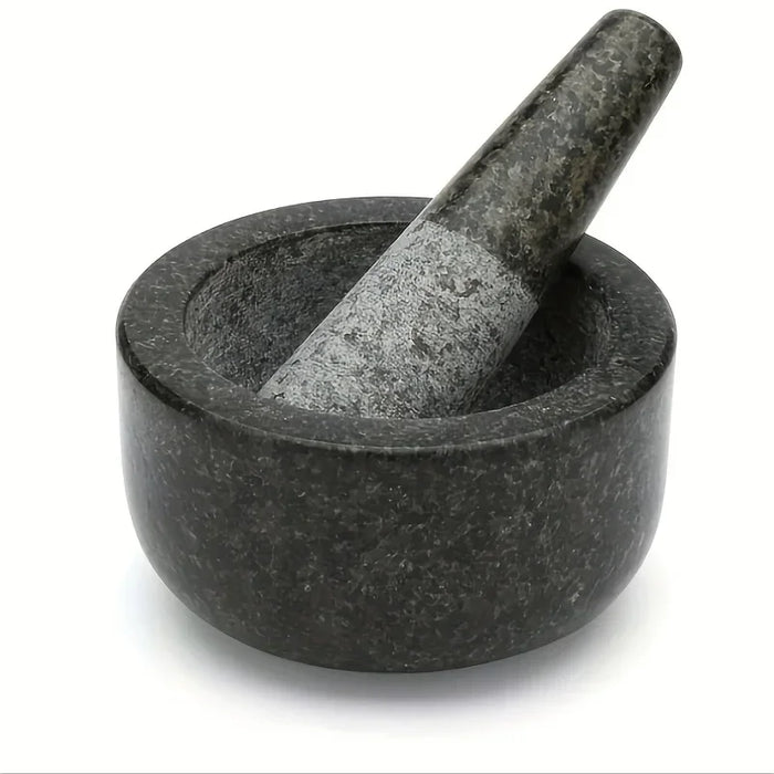 Polished Granite Mortar and Pestle for Herbs, Salsa & Avocado (3.74 x 1.97in)