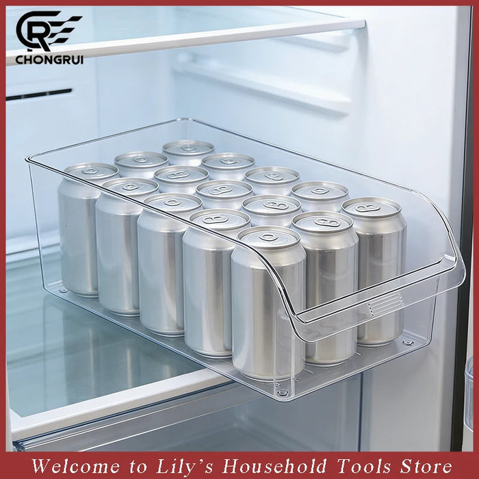 Fridge Can Dispenser & Storage Bin – Clear Fridge Organiser for Cans, Bottles & Pantry