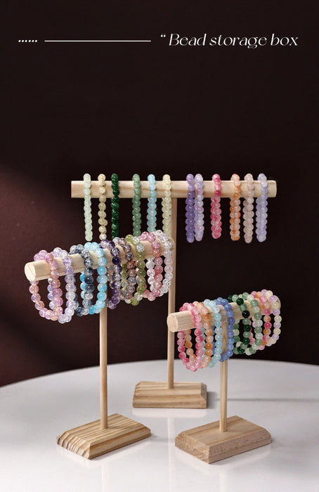 Solid Wood Jewellery Display Stand with Wooden Base – Bracelet, Necklace & Hairband Rack