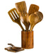 9-Piece Teak Wooden Kitchen Utensil Set with Holder