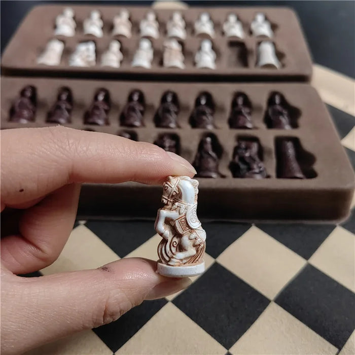 Resin Qing‑soldier Chess Set with Leather Board — Hand‑finished Figurines