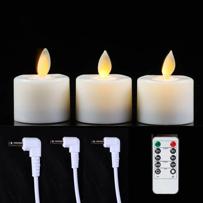 Rechargeable Moving Flame Tealight Candles - Remote & USB (1/2/3/4 pcs)