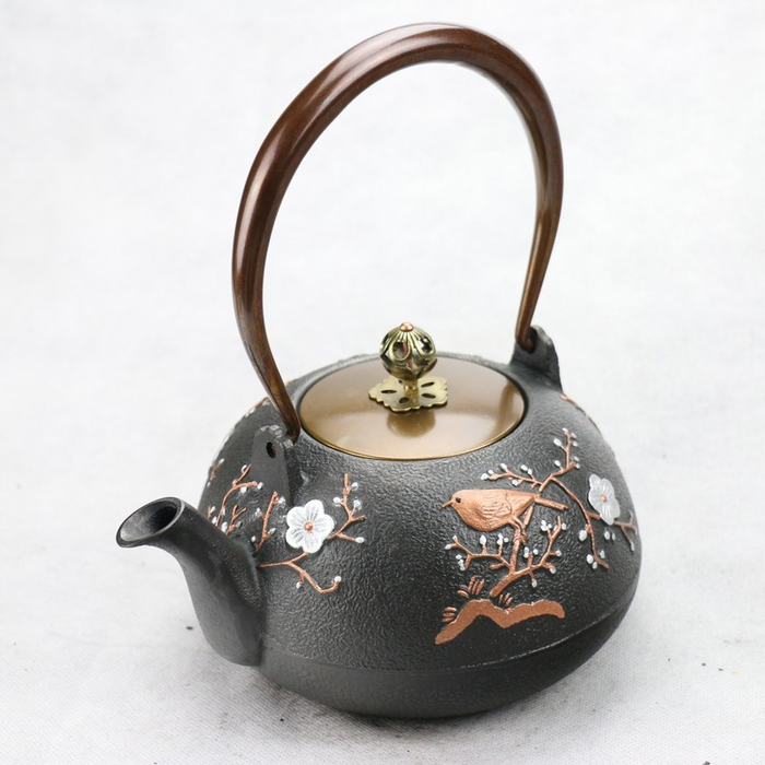 Cast Iron Peanut Teapot Kettle — about 1.0 L (Black)