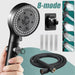 8-Mode High-Pressure Black Handheld Shower Head — Water-Saving, Fall-Resistant