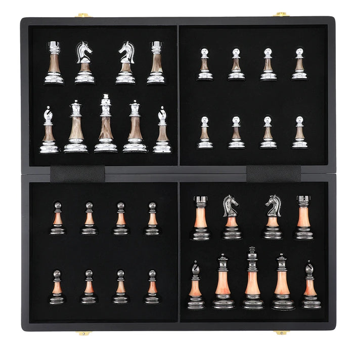 Large Wooden Chess Set — 45cm (17.7") Board, Electroplated Acrylic King 9cm (3.54")