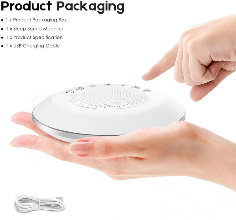 Portable Baby White Noise Machine — 28 Soothing Sounds, USB‑C Rechargeable, Timer & Memory