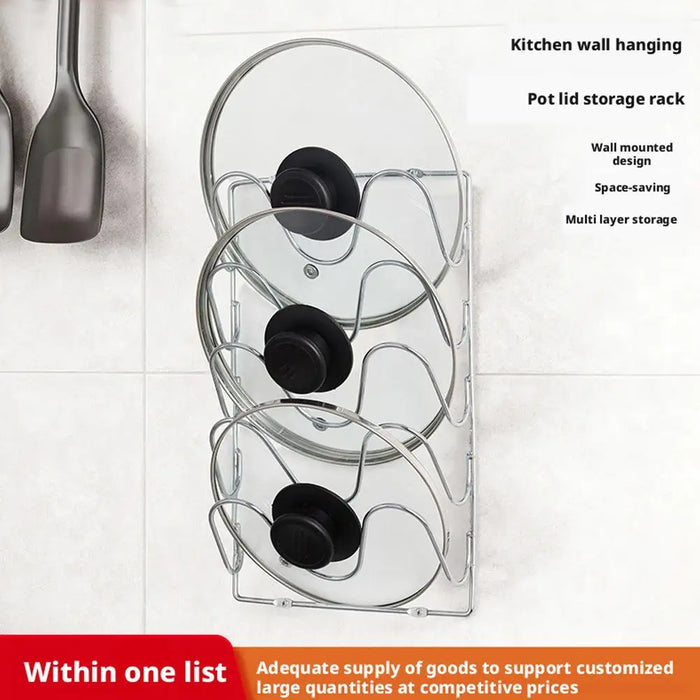 5-Tier Wall-Mounted Pot Lid & Cutting Board Organiser — 29.5 x 18.5cm