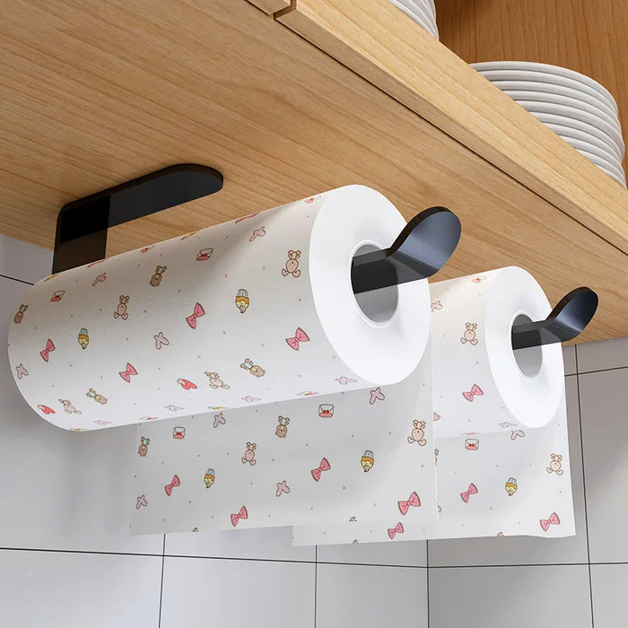 Self‑Adhesive Wall‑Mounted Tissue & Towel Holder — Space‑Saving No‑Drill (White/Black)