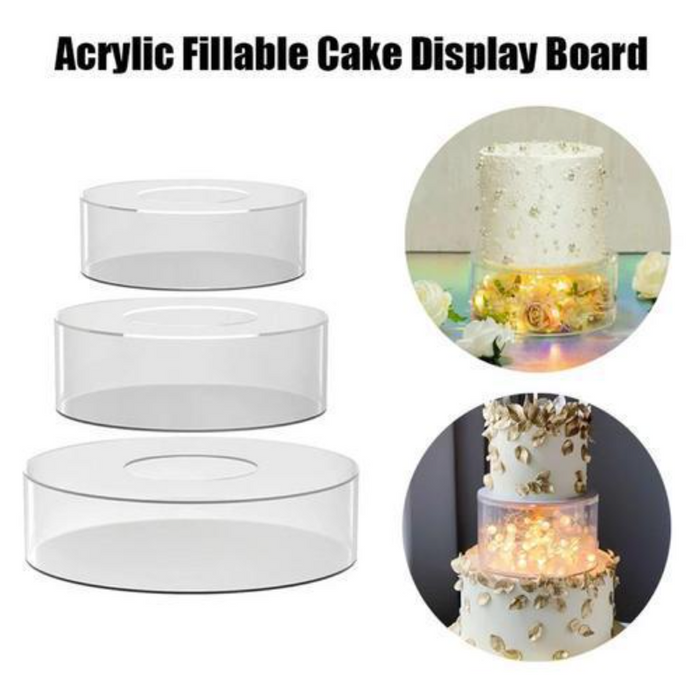 Clear Refillable Acrylic Cake Display – Round, Square or Hexagonal (3mm)